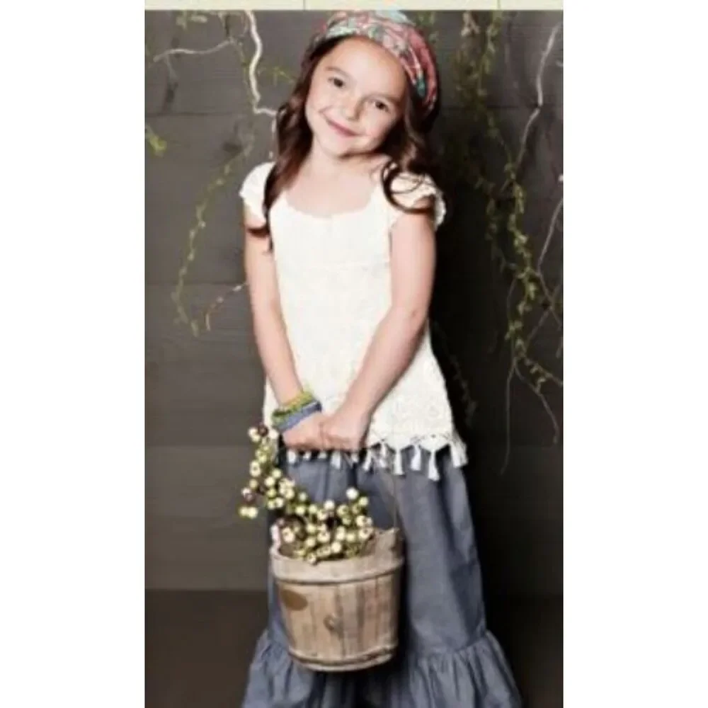 NEW Matilda Jane girls 6 pants big ruffles herringbone denim jean You & ME